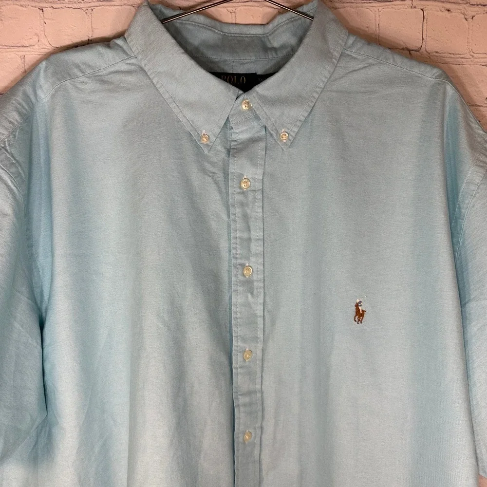 Polo Ralph Lauren Mens 3XLT Light Blue Oxford Short Sleeve Button Down Shirt